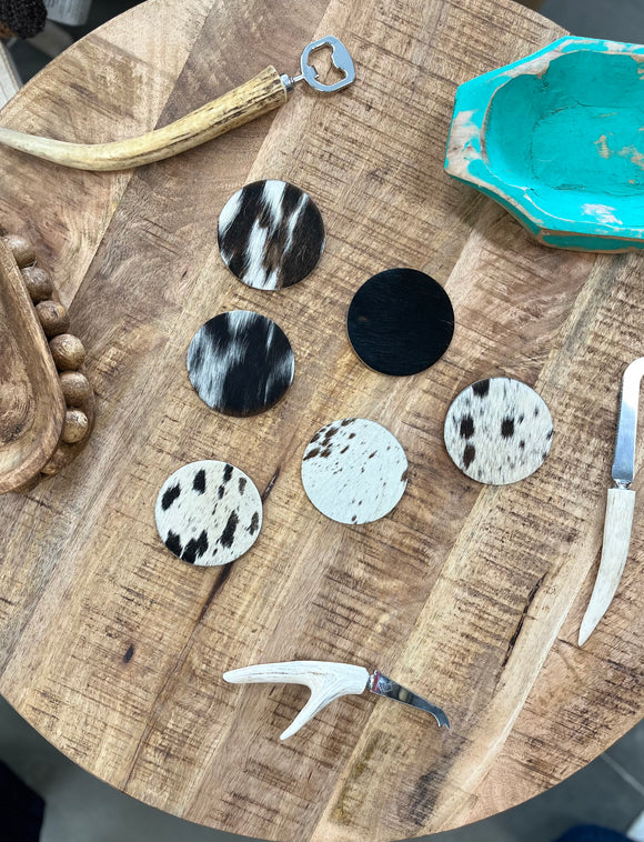Cowhide Coaster - Round Shape