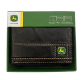 JD BROWN ANTIQUE LEATHER STITCHED BI-FOLD WALLET - RUBBER TRADEMARK LOGO PATCH