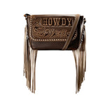 ARIAT WOMEN'S EMBOSSED MARGO HOWDY CROSSBODY PURSE W/ FRINGE