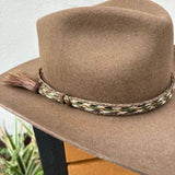 Genuine Horsehair 6 Strand Braided Hat Band with Single Tassel - Green