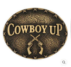 Saddle up with the Cowboy Up Attitude Buckle