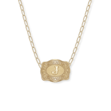 SpurWest Mini Belt Buckle Necklace (Initial) - Gold