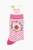 Women's Bamboo Socks - Pink, Highland Cow Wreath