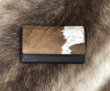 Cowhide and Leather Flap Wallet