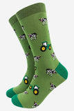 Men's Bamboo Socks - Green, Tractor and Cow