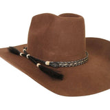Genuine Horsehair 5 Strand Braided Hat Band with Double Tassel - Stripe