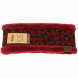 Leopard Print CC Fashion Headband with Fuzzy Lining: New Olive