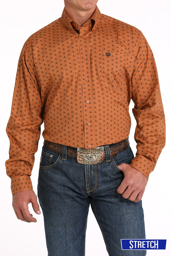 MEN'S GADSDEN PRINT BUTTON-DOWN WESTERN SHIRT - GOLD