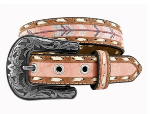 Roper Girl's Belt 1.1/4 PU leather Embroidered Arrows Pink