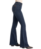 HIGH RISE SCALLOP DETAIL BUTTON FLARE JEANS