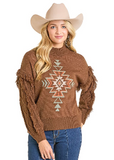Rock & Roll - Women's Brown Aztec Sweater (BW32T06961)