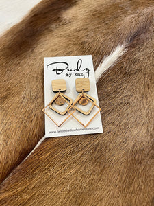 Budz by Kaz - Square Dangling Earrings Rose Gold