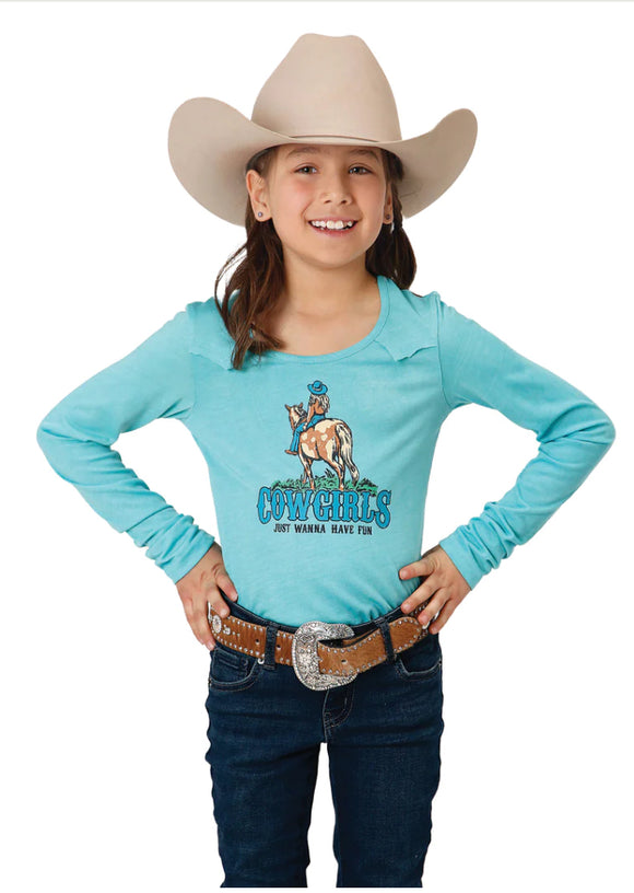 Roper Girls Turquoise Cowgirl T-Shirt