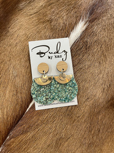 Budz by Kaz - Large Dangling Earrings Blue Glitter