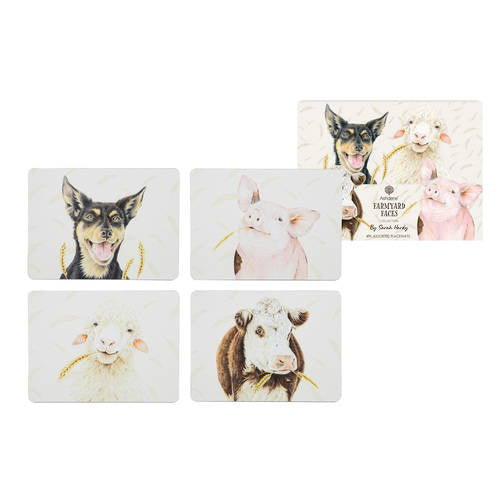 FARMYARD FACES ASSORTED 4PK PLACEMAT