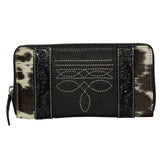 Cowhide & Tooling Lthr Boot Stitch Zip Wallet – Moore (AW32)