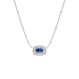 Ultra Mini Belt Buckle Birthstone Necklace - Silver