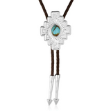 Montana Silversmiths BT5988 Bolo Tie, Men's, Santa Fe, Turquoise, Brass/Leather