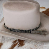 Genuine Horsehair 5 Strand Braided Hat Band with Single Tassel - Pepper