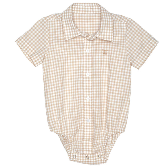Infant's Frankie Short Sleeve Full Button Jumpsuit - Fawn