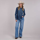 Stetson Wmns Collection LS Shirt Solid Blue