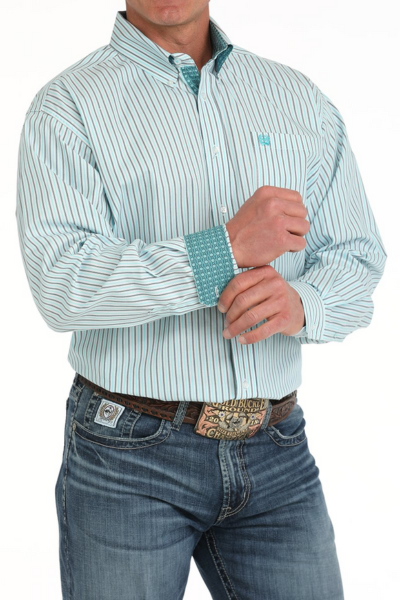 Cinch MEN'S STRIPED BUTTON-DOWN WESTERN SHIRT - WHITE