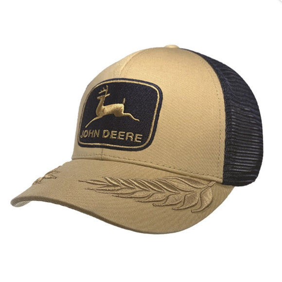 JD TWILL/MESH CAP-3D WHEAT/NAVY LOGO