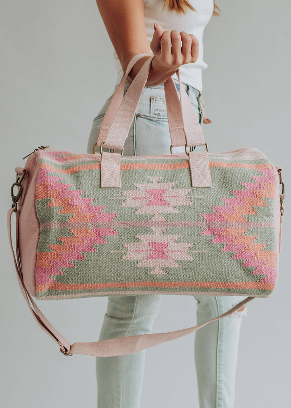 Mint, Pink & Orange Aztec Duffel AOD4