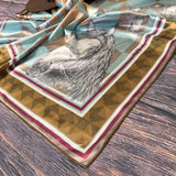 AVS870 HORSE CHECKER PRINT SILK SCARF 36X36