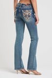 Cross/Horse Hide Detail Mid-Rise Boot Cut 34" | EB-52003
