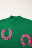 PRETTY BASH Western Horseshoe Mock Neck Sweater - ZEWU