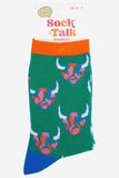 Women's Bamboo Socks - Green/Rainbow, Highland Cow