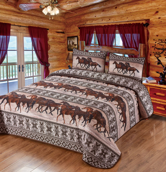 Horse Valley Southwestern Decorative Quilt Bedding Set