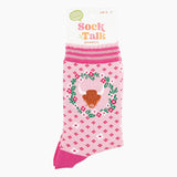 Women's Bamboo Socks - Pink, Highland Cow Wreath