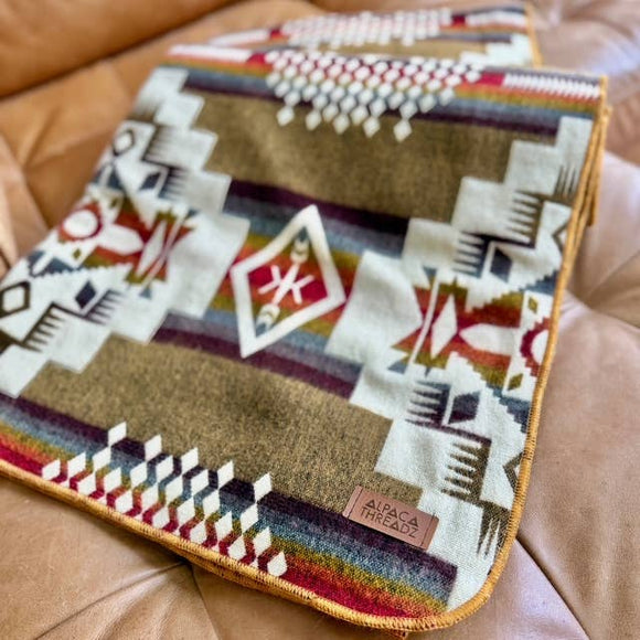 Andean Alpaca Wool Blanket - Sandstone