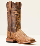 Ariat Men’s Rio Cowboy Boot - HONEY TAN FULL QUILL OSTRICH|CHESTNUT BROWN