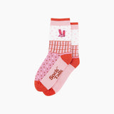 Embroidered Cowboy Boots Combed Cotton Socks in Pink