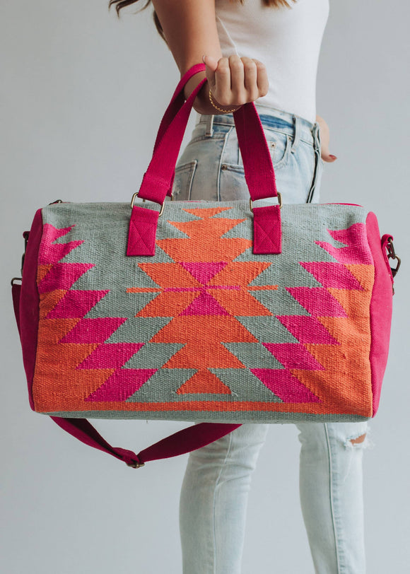 Orange, Pink & Slate Aztec Duffel AOD1