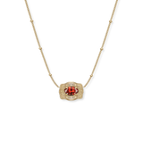 Ultra Mini Belt Buckle Birthstone Necklace - Gold