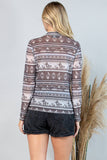 T1502-5711-Dexi Western Cowboy Mesh Print Top