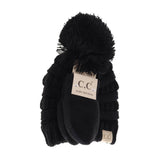 C.C BABY BABY Solid Knit Pom Beanie and Mittens Set