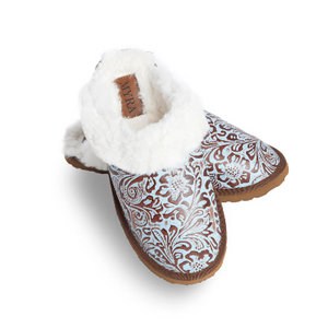 Marta Turquoise Leather Lined Slippers - Turquoise