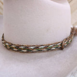 Genuine Horsehair 6 Strand Braided Hat Band with Single Tassel - Green