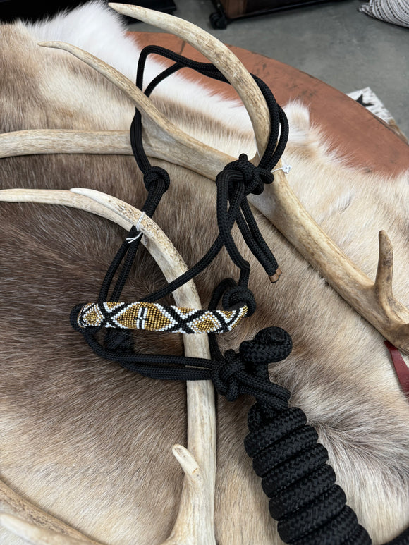 Beaded Rope Halter - Black