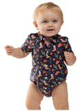 JUST COUNTRY
Infant's Frankie Short Sleeve Full Button Jumpsuit - Navy Western Boot
