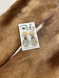 Budz by Kaz - Drop Dangling Earrings Silver Glitter