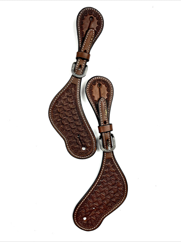 Ezy Ride Spur Strap Shaped with Weave Stamping Chocolate AD-144