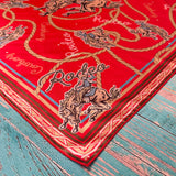 AVS868 VINTAGE WESTERN RODEO SILK SCARF 36X36