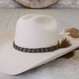 Genuine Horsehair 6 Strand Braided Hat Band with Single Tassel - Green