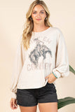 KC035-CLEO WESTERN COWBOY GRAPHIC LONG SLEEVE SWEATSHIRT